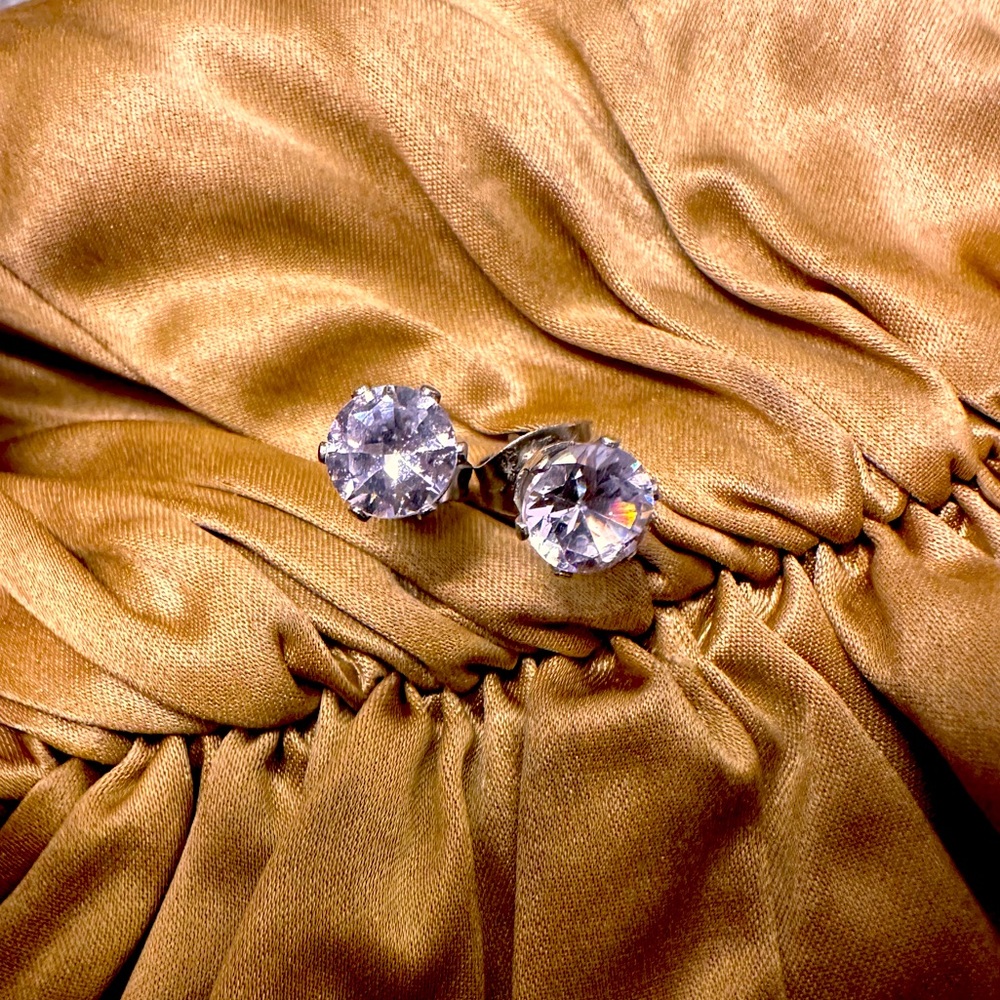 Cubic Zirconia Stud Earrings Unisex
